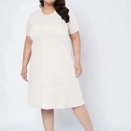 Brinns White Cotton Regular Fit Plus Size Dress-image-64