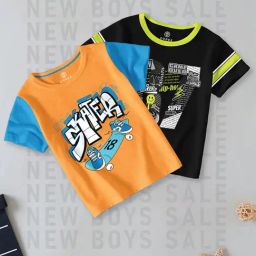 Codez Boys Orange & Black Printed T-Shirt (Pack Of 2)-picture-1
