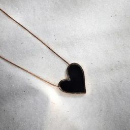 Sohi women's enamel heart' pendant tourmaline black-14