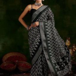Libas Black Chevron Saree-image-76