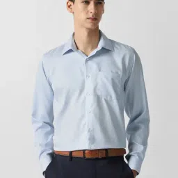 Van Heusen Blue Cotton Regular Fit Texture Shirt-picture-19