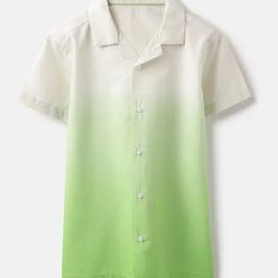 United Colors of Benetton Boys Green Cotton Ombre Shirt-image-73