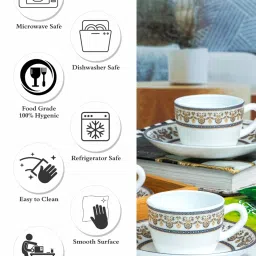 Cello White Opalware Cup & Saucer - Set of 6 image 4