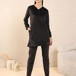 Sweet Dreams Black Regular Fit Solid Pajama Set-picture-37