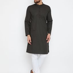 even Men Black Solid Straight Kurta-image-40