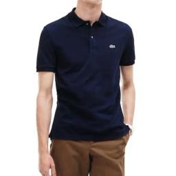 Lacoste Navy Blue Slim Fit Cotton Polo T-Shirt-image-81