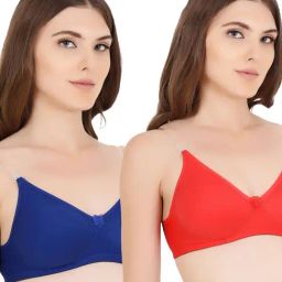 Floret Multicolor Non Wired Non Padded T-Shirt Bra (Pack Of 2)-image-91