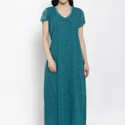 Secret Wish Turquoise Printed Nighty-image-44