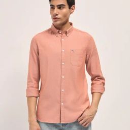 The Bear House Orange Slim fit Solid Shirt-image-24