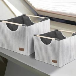 Obsessions 2-Piece Stone Foldable Laundry & Multi Storage Basket-34