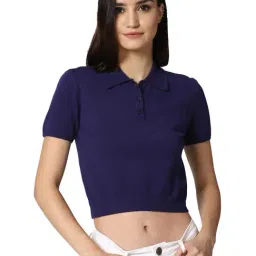 Forever 21 Navy Regular Fit Crop Sweater-picture-46