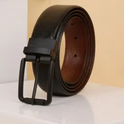 Teakwood Leathers Black Textured Leather Reversible Casual Belt For Men-image-25