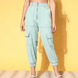 Melon by PlusS Sea Green Regular Fit Joggers-image-85