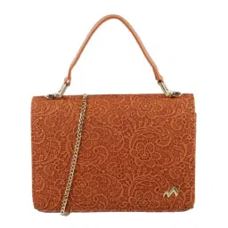Metro Tan Floral Medium Satchel Handbag-24
