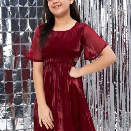 StyloBug Girls Maroon Dress-image-51