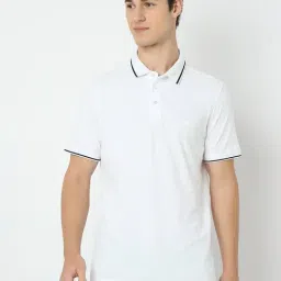 Spykar White Cotton Slim Solid Polo T-Shirt-picture-34
