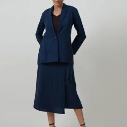 Saltpetre Women Classic Coffee Brown Blazer with Cream T-shirt & Shorts 3 piece Co-ords Set-image-2