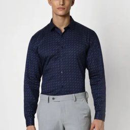 Van Heusen Navy Slim Fit Printed Shirt-image-46