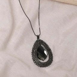 Sohi women's victorian velvet pendant charcoal black-28