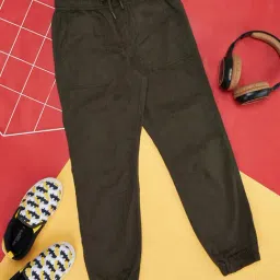 Pantaloons Junior Dark Olive Solid Joggers-picture-9