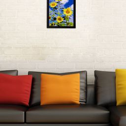 eCraftIndia Multicoloured Sunflower Bunch Matt Texture Framed Artwork-image-77