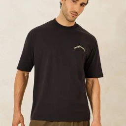 Styli Black Relaxed Fit Printed Oversized Crew T-Shirt-image-55