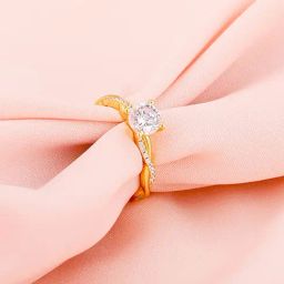 GIVA 925 Sterling Silver Golden Solitaire Glow Ring Adjustable For Women-image-50