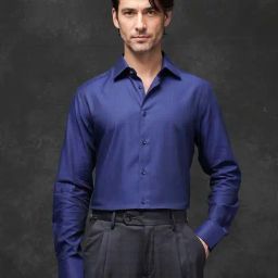 Rare Rabbit Navy Regular Fit Solid Shirt-image-47