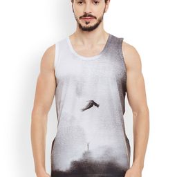 Wear Your Mind Men Grey & White Printed Round Neck T-shirt-image-43
