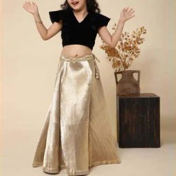 Piccolo Kids Golden & Black Flared Lehenga & Blouse-image-33