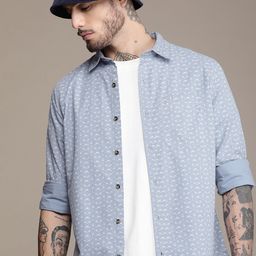 WROGN Slim Fit Geometric Printed Pure Cotton Casual Shirt-image-43