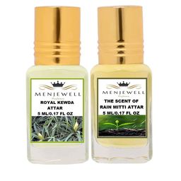 Menjewell Pack of 2 Attar - Royal Kewda & The Scent of Rain Mitti Attar 5ml Each-17