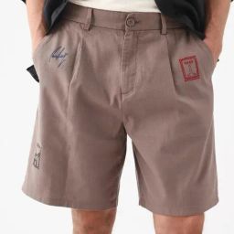 Rare Rabbit Brown Cotton Relaxed Fit Embroidered Shorts-image-69