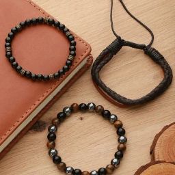Aatmana Men Brown Bracelet - Set of 3-26