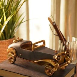Pure Home and Living Gold & Grey Aluminium Decorative Vintage Car-image-11