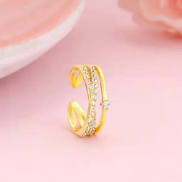 GIVA 925 Sterling Silver Golden Layered Interweave Ring Adjustable For Women-image-14