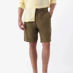 Rare Rabbit Green Regular Fit Solid Shorts-image-66