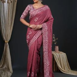 Saree Mall Gold Embellished Sarees With Unstitched Blouse-picture-3