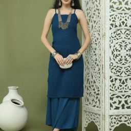Jompers Blue Regular Fit Embellished Kurtas-picture-26