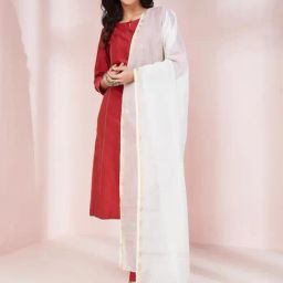 Fabindia White Woven Pattern Dupatta-image-48