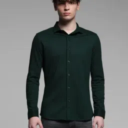 Jack & Jones Green Cotton Slim Fit Texture Shirts-picture-44