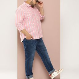 Sztori Men Plus Size Striped Pure Cotton Casual Shirt-12