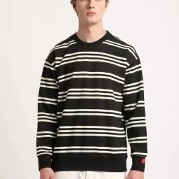 The Bear House Black Regular Fit Striped Sweatshirt-image-70