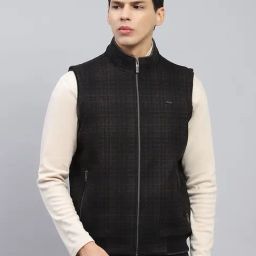 Monte Carlo Black Regular Fit Checks Jacket-15