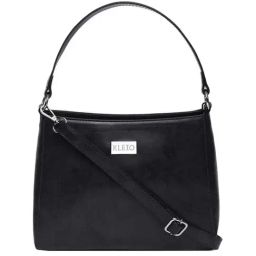 KLEIO Black Solid Medium Hobo Handbag-image-20