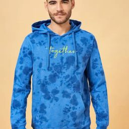 Urban Ranger by Pantaloons Blue Cotton Regular Fit Tie - Dye Hooded Sweatshirt-image-50