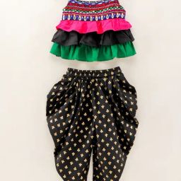 TWISHA Kids Multicolor Embroidered Top with Dhoti-image-52
