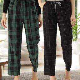 Kryptic Black & Green Cotton Relaxed Fit Printed Lounge Pants - Pack of 2-image-80