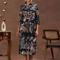 Libas Black Printed Shirt Dress-image-20