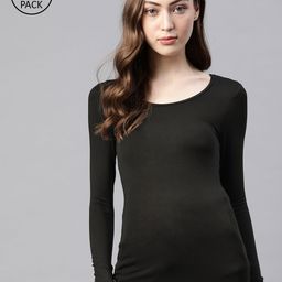 Marks & Spencer Women Pack of 2 Black Solid Knitted Thermal Top-picture-25
